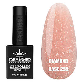 Кольорова база з блискітками Diamond base Дизайнер для нігтів (з невеликим світловідбиваючим ефектом), 9 мл. 255