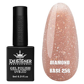 Кольорова база з блискітками Diamond base Дизайнер для нігтів (з невеликим світловідбиваючим ефектом), 9 мл. 256