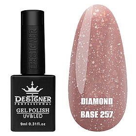 Кольорова база з блискітками Diamond base Дизайнер для нігтів (з невеликим світловідбиваючим ефектом), 9 мл. 257