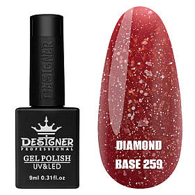 Кольорова база з блискітками Diamond base Дизайнер для нігтів (з невеликим світловідбиваючим ефектом), 9 мл. 259