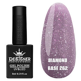 Кольорова база з блискітками Diamond base Дизайнер для нігтів (з невеликим світловідбиваючим ефектом), 9 мл. 262