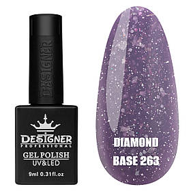 Кольорова база з блискітками Diamond base Дизайнер для нігтів (з невеликим світловідбиваючим ефектом), 9 мл. 263