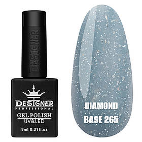 Кольорова база з блискітками Diamond base Дизайнер для нігтів (з невеликим світловідбиваючим ефектом), 9 мл. 265