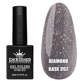 Кольорова база з блискітками Diamond base Дизайнер для нігтів (з невеликим світловідбиваючим ефектом), 9 мл. 267