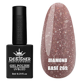 Кольорова база з блискітками Diamond base Дизайнер для нігтів (з невеликим світловідбиваючим ефектом), 9 мл. 269