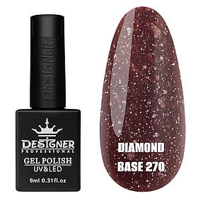 Кольорова база з блискітками Diamond base Дизайнер для нігтів (з невеликим світловідбиваючим ефектом), 9 мл. 270