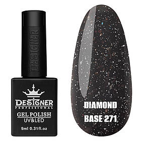 Кольорова база з блискітками Diamond base Дизайнер для нігтів (з невеликим світловідбиваючим ефектом), 9 мл. 271