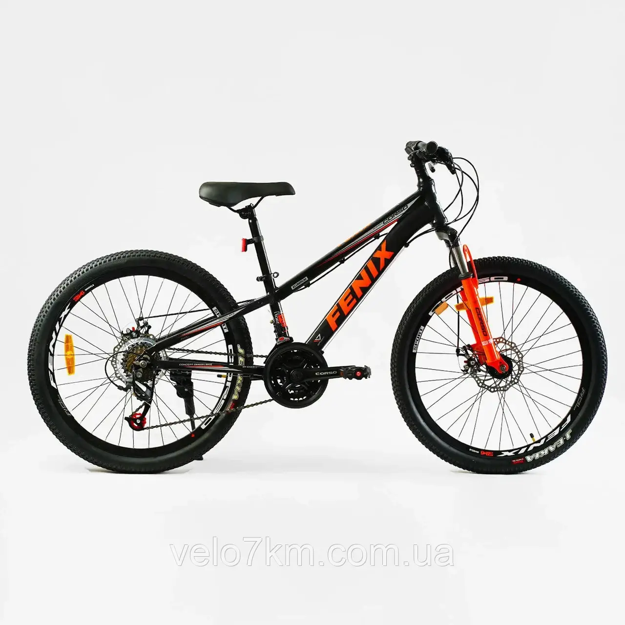 Велосипед спортивний Corso 24" дюйми «Fenix» рама алюмінієва 11’’, обладнання Saiguan 21 швидкість, зібран на 75%