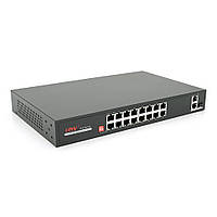 TU  TU 16ти порт PoE коммутатор с автоперезапуском ONV-H1016PLD 16 РоЕ 100Мбіт + 2 Uplink 1000Мбіт + 1 SFP 1000Мбіт,до 250м,