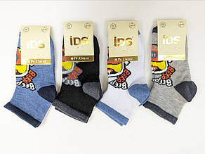 Дитячі шкарпетки середні IDS машинка, бавовна для хлопчиків 12 пар/уп мікс кольорів