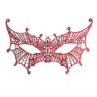 Венецианская карнавальная маска на завязках 21 на 13 см красный