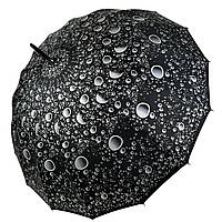 Женский зонт-трость на 16 спиц с абстрактным принтом полуавтомат от фирмы Toprain черный 0154 UD, код: 8324095