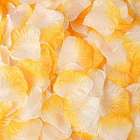 Искусственные лепестки роз 200 лепестков 50 на 45 мм бело-оранжевый