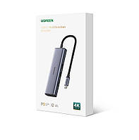 Type C концентратор 7в1 мультифункціональний адаптер Ethernet RJ45 LAN 4K@30Hz HDMI 100W UGREEN CM195 15214