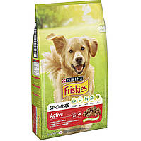 Сухой корм для взрослых активных собак Фрискис Friskies Active с говядиной 10 кг