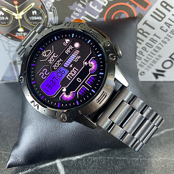 Чорний Smart Watch чоловічий розумний смарт-годинник із чорним залізним ремінцем із функцією дзвінків Modfit Combat Pro
