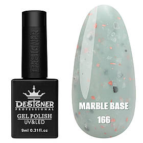 Камуфлююча кольорова база Marble base Дизайнер з різнокольоровими пластівцями Юки для манікюру, 9 мл. Сірий 166