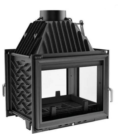 Чавунна топка для каміна вбудована для дачі Kratki Zuzia 16 тунель з правим боковим склом (16 кВт)