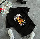 Чоловічий літній оверсайз костюм Футболка + Шорти Stussy чорний із сірим комплект Стуссі на літо, фото 4