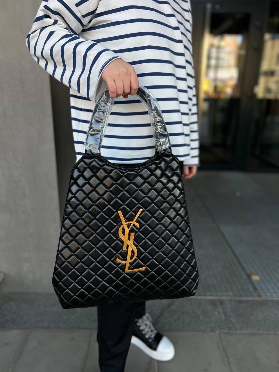 Сумка шопер Жіноча шкіряна YSL Ів Сен Лоран Чорного кольору велика вмістка якісна