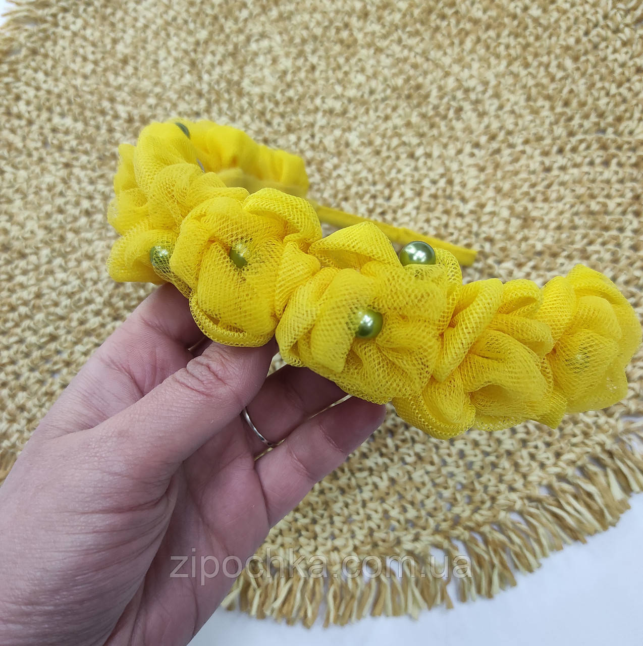 Дитячий жовтий обруч на голову для дівчинки жінки Васильки