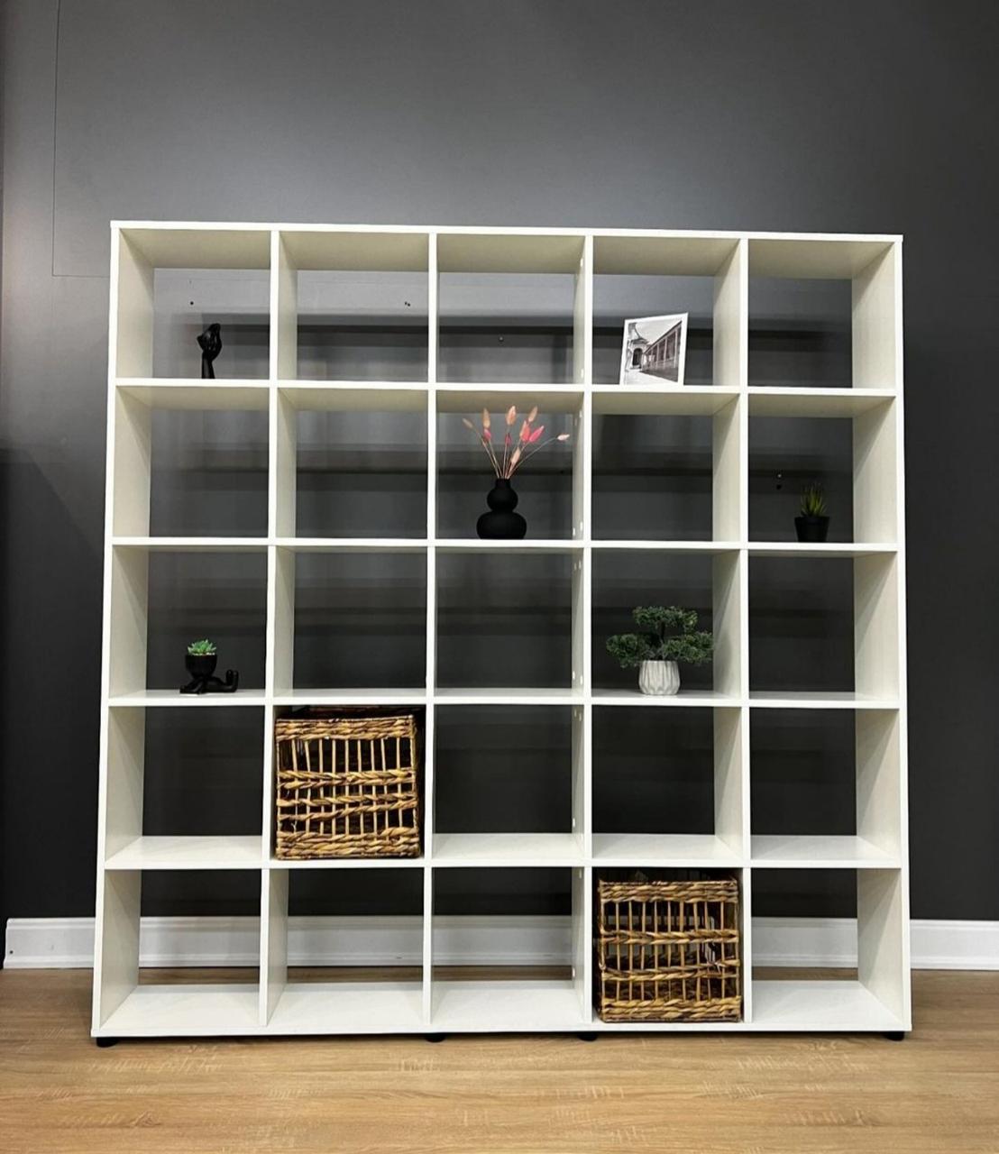 Стелаж на 25 полиць для книг та іграшок з ДСП білий 175*177*25 см, фото 1