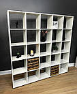 Стелаж на 25 полиць для книг та іграшок з ДСП білий 175*177*25 см, фото 4
