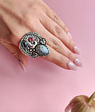 Кільце дендро-опал крапля та мультикамені. Дендроопал каблучка перстень. Дендроагат кільце. Розмір 18. Індія., фото 4