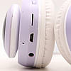 Бездротові навушники з вушками і підсвічуванням, STN-28, Фіолетовий / Дитячі Bluetooth навушники з котячими вушками, фото 5
