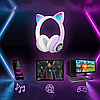 Бездротові навушники з вушками і підсвічуванням, STN-28, Фіолетовий / Дитячі Bluetooth навушники з котячими вушками, фото 6