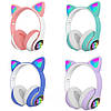 Бездротові навушники з вушками та підсвічуванням, STN-28, Сині / Дитячі навушники Bluetooth з котячими вушками, фото 2