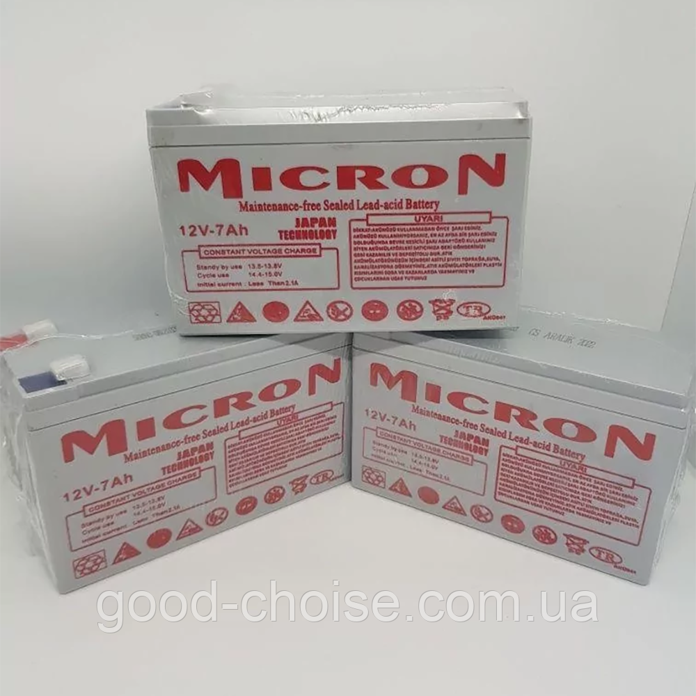 Аккумулятор 12V/7Ah, Micron MCN-12/7 / Мото аккумулятор 12 вольт ...