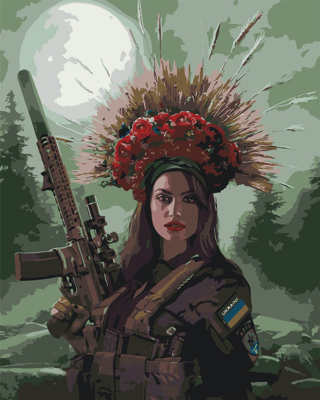 Картина за номерами Дівчина-воїн (с) 40*50 см Орігамі LW 3231, фото 1