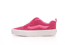Жіночі кеди Vans Skool Knu Pink кросівки Ванс Кну низькі рожеві з білою підошвою замша демісезон, фото 6