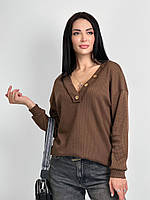 Женский пуловер с v-образным вырезом "Pearl" 42/44, Шоколадный