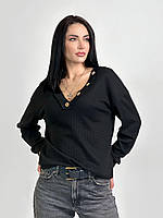 Женский пуловер с v-образным вырезом "Pearl" 50/52, Черный