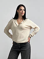 Женский пуловер с v-образным вырезом "Pearl" 50/52, Бежевый