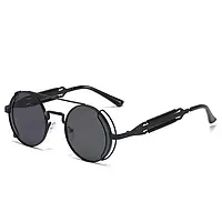 Солнцезащитные очки круглые steampunk унисекс, очки в стиле стимпанк Черный
