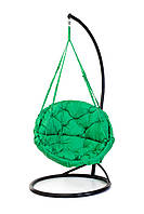 Качель круглая подвесная со стойкой диаметр 96 см до 150 кг цвет зеленый, качеля гнездо для дачи KHS-02