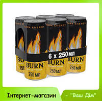 Упаковка енергетичного напою Burn Dark Energy 0.25 л х 6 банок