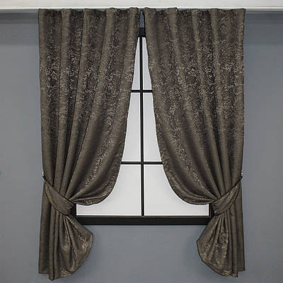 Комплект (2шт. 1,3х1,7м.) коротких штор, льон мармур колекція "Pavliani". Колір темне какао. Код 1288ш 35-0064