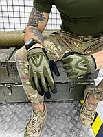 Тактические палые перчатки M-Pact олива, армейские боевые перчатки олива, перчатки штурмовые усиленные для ЗСУ