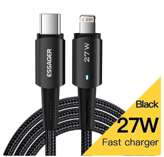 "Essager" Кабель 1 м заряджання та передавання даних Type C - Lightning Iphone швидке заряджання, фото 1