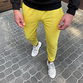 Штаны мужские Джоггеры на манжетах спортивные штаны желтые повседневные универсальные на парня весна-осень