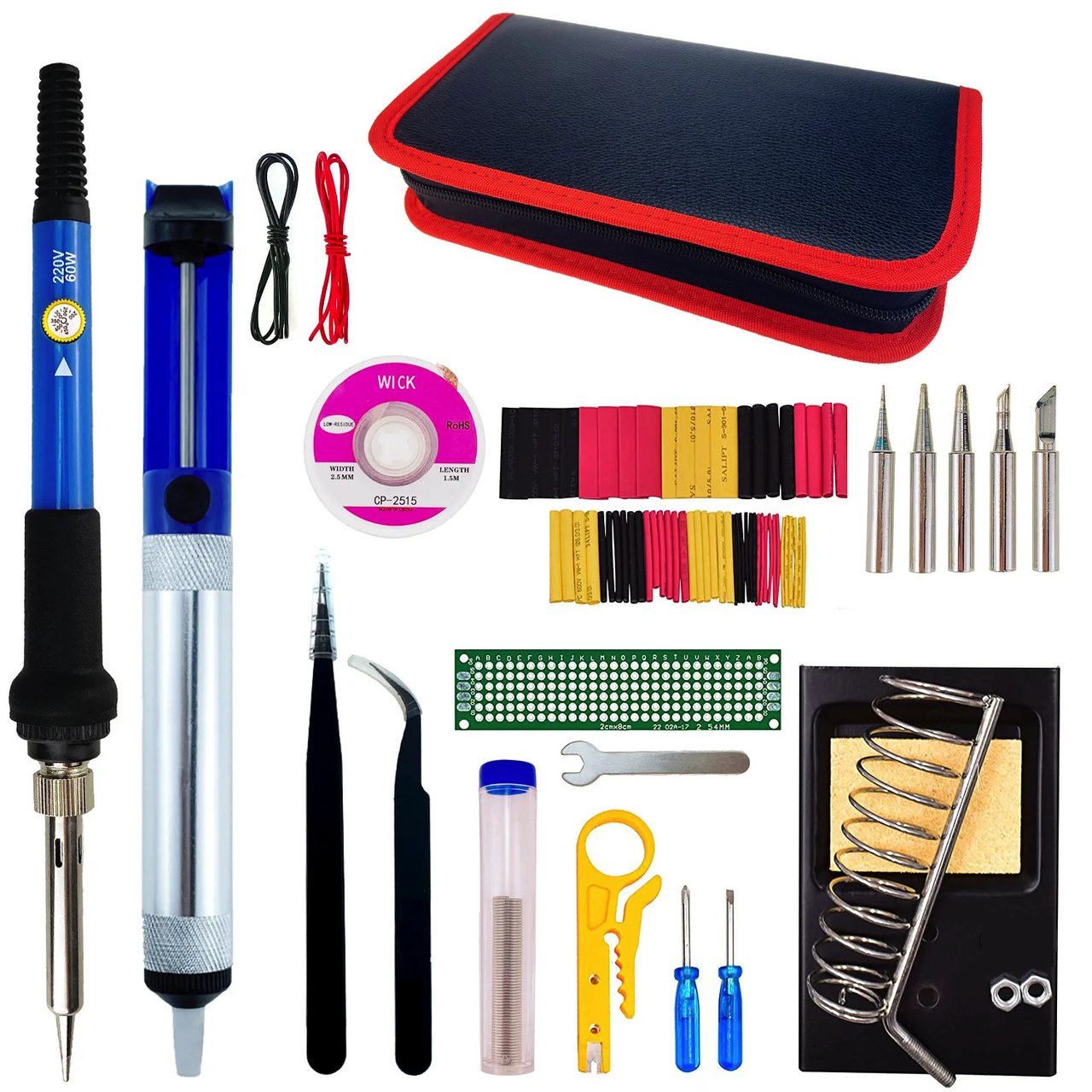 Набор для пайки в чехле паяльник с регулировкой температуры и сменными ...
