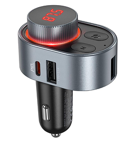 Адаптер автомобільний HOCO Alegria car BT FM transmitter E72 |2USB/Type-C, PD/QC, 45W/3A|