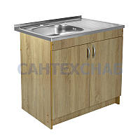 Тумба з мийкою 80х60 лівою Дуб сонома для кухні із сифоном