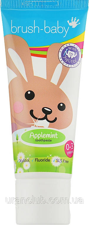 Дитяча зубна паста від 0 до 3 років Brush baby applemint браш бейбі яблучно-м'ятний смак brush-baby