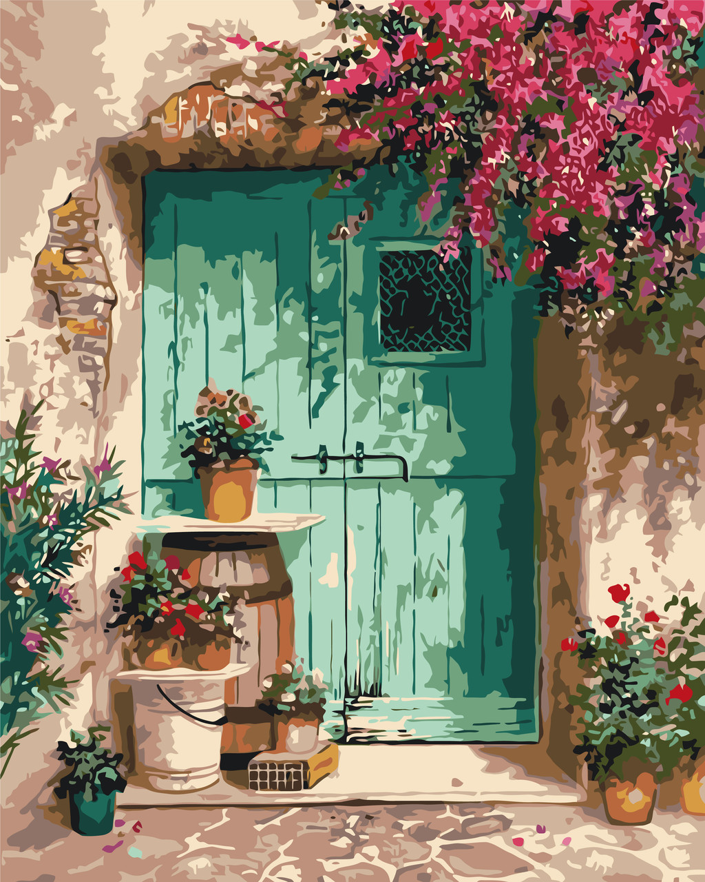 Картина за номерами Origami Двері в оточенні квітів LW 199 40*50 см, фото 1