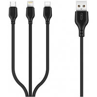 Універсальний кабель USB (3 в 1) 1m XO NB103 (microUSB-iPhone-Type C) Black de